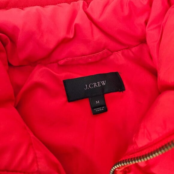 J. Crew Women Vest Red Quilted Down and Feather Puffer Zip Up Jacket Coat Size M - Picture 6 of 11